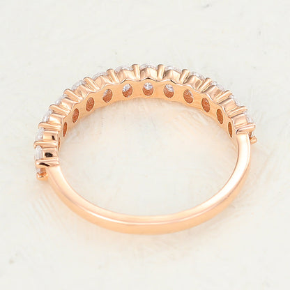0.78 TCW Oval Half Eternity Moissanite Wedding Band
