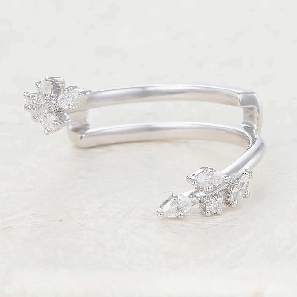 0.26 TCW Marquise & Round Twig Style Moissanite Wedding Band