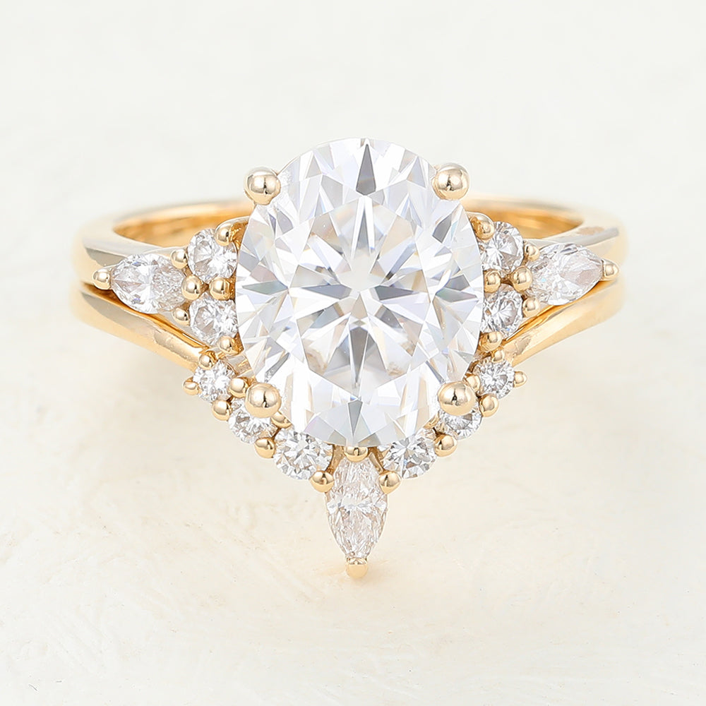 3 CT Oval Cluster Moissanite Bridal Set