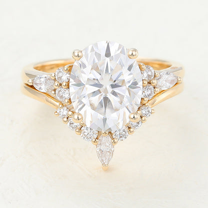 3 CT Oval Cluster Moissanite Bridal Set