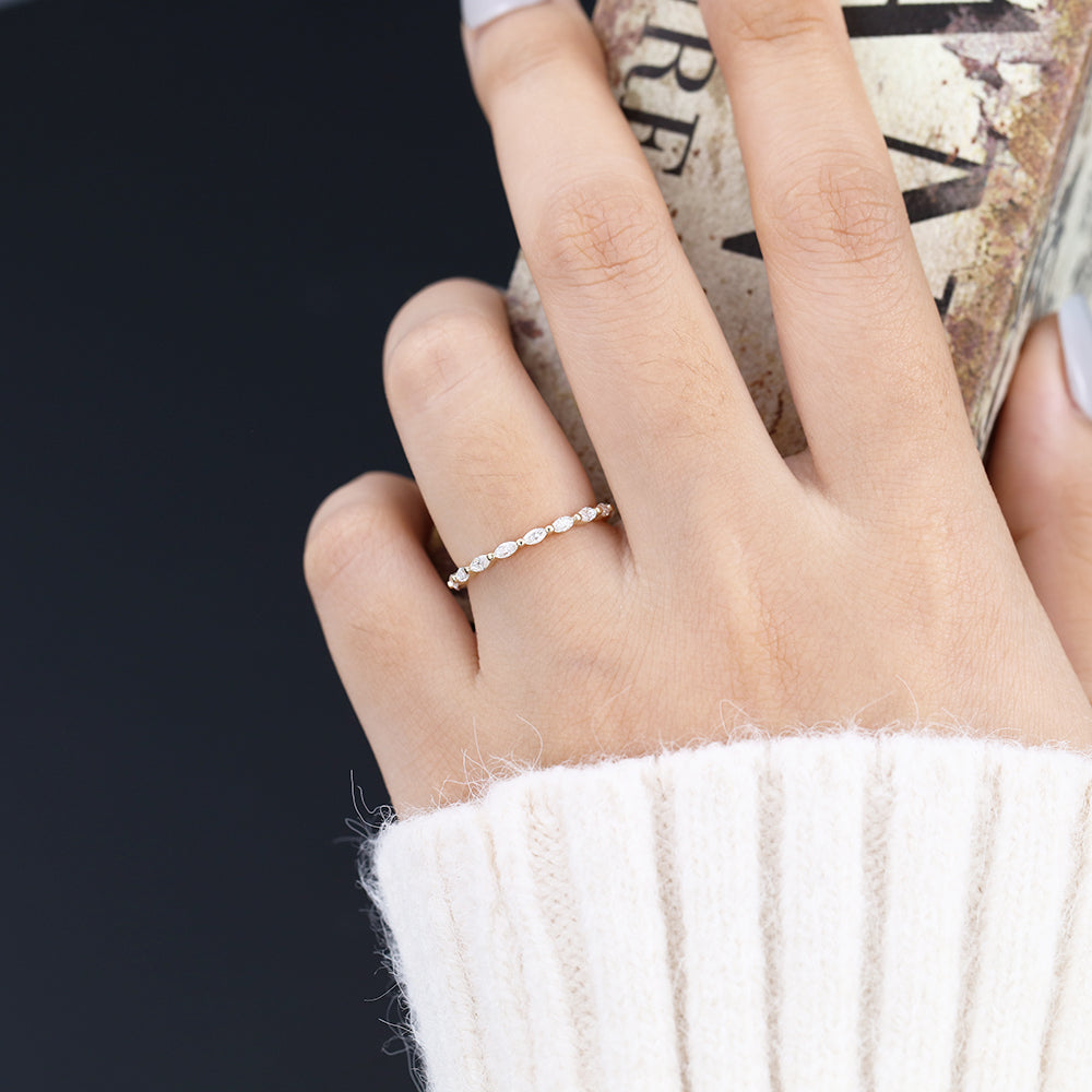 1.44 TCW Marquise Full Eternity Moissanite Wedding Band