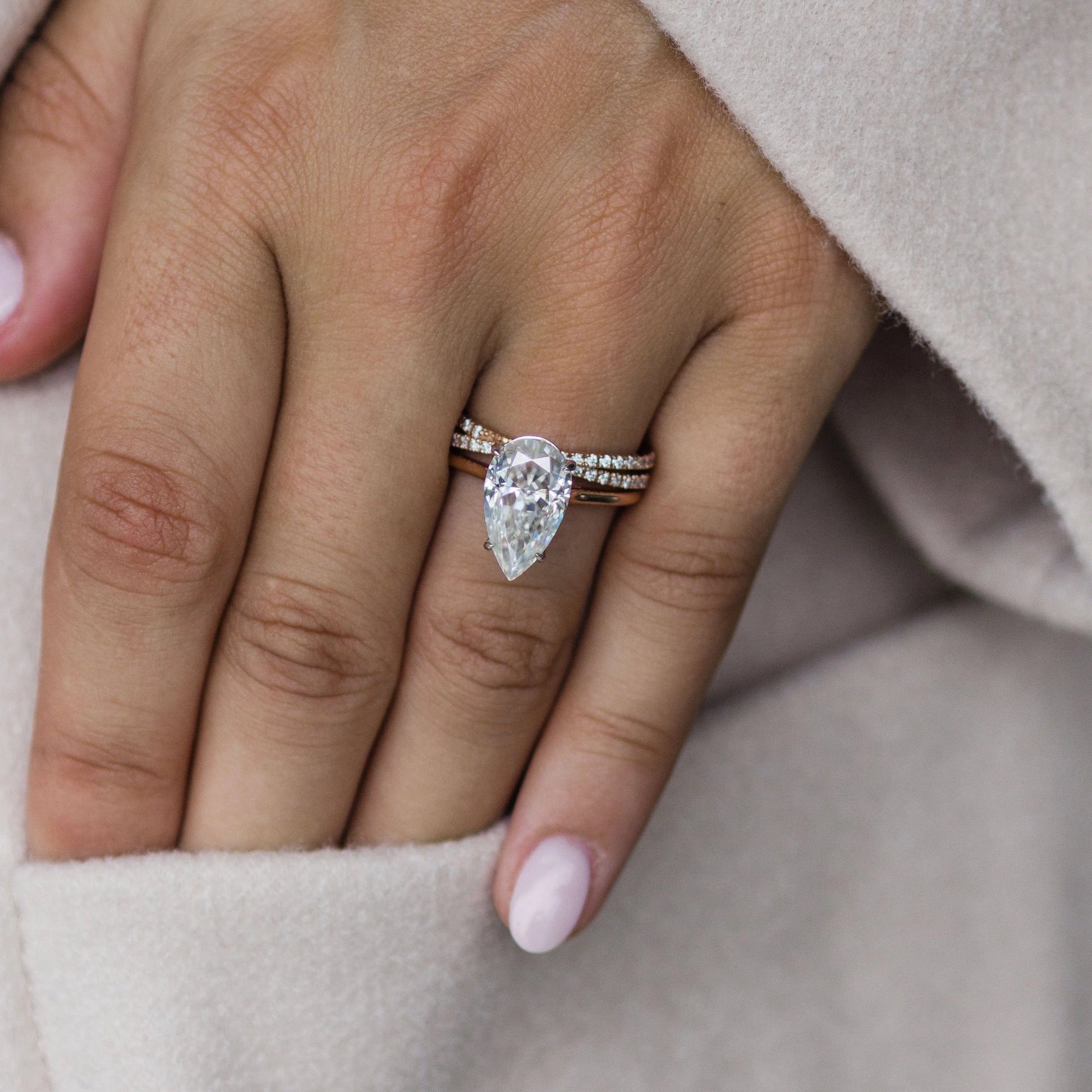 4.5 CT Pear Pave Moissanite Engagement Ring