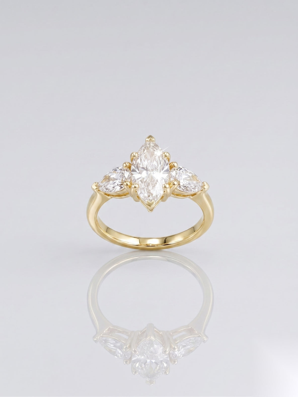 2.5 CT Marquise Three Stone Moissanite Engagement Ring