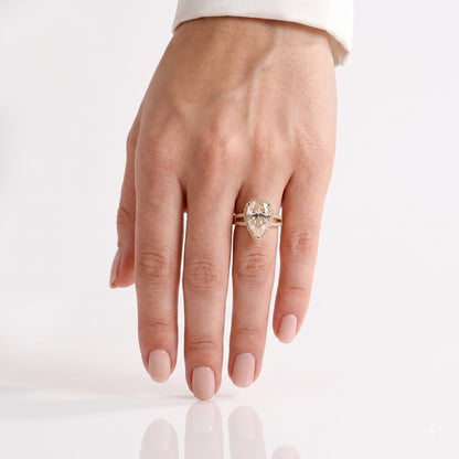 3.3 CT Pear Halo & Pave Moissanite Bridal Set