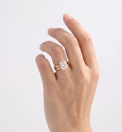 2 CT Radiant Hidden Halo & Pave Moissanite Bridal Set