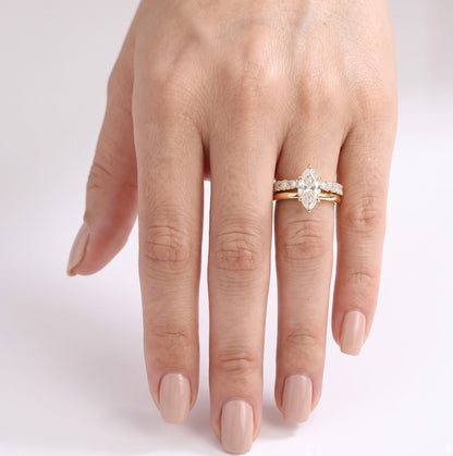 1.5 CT Marquise Solitaire Moissanite Bridal Set