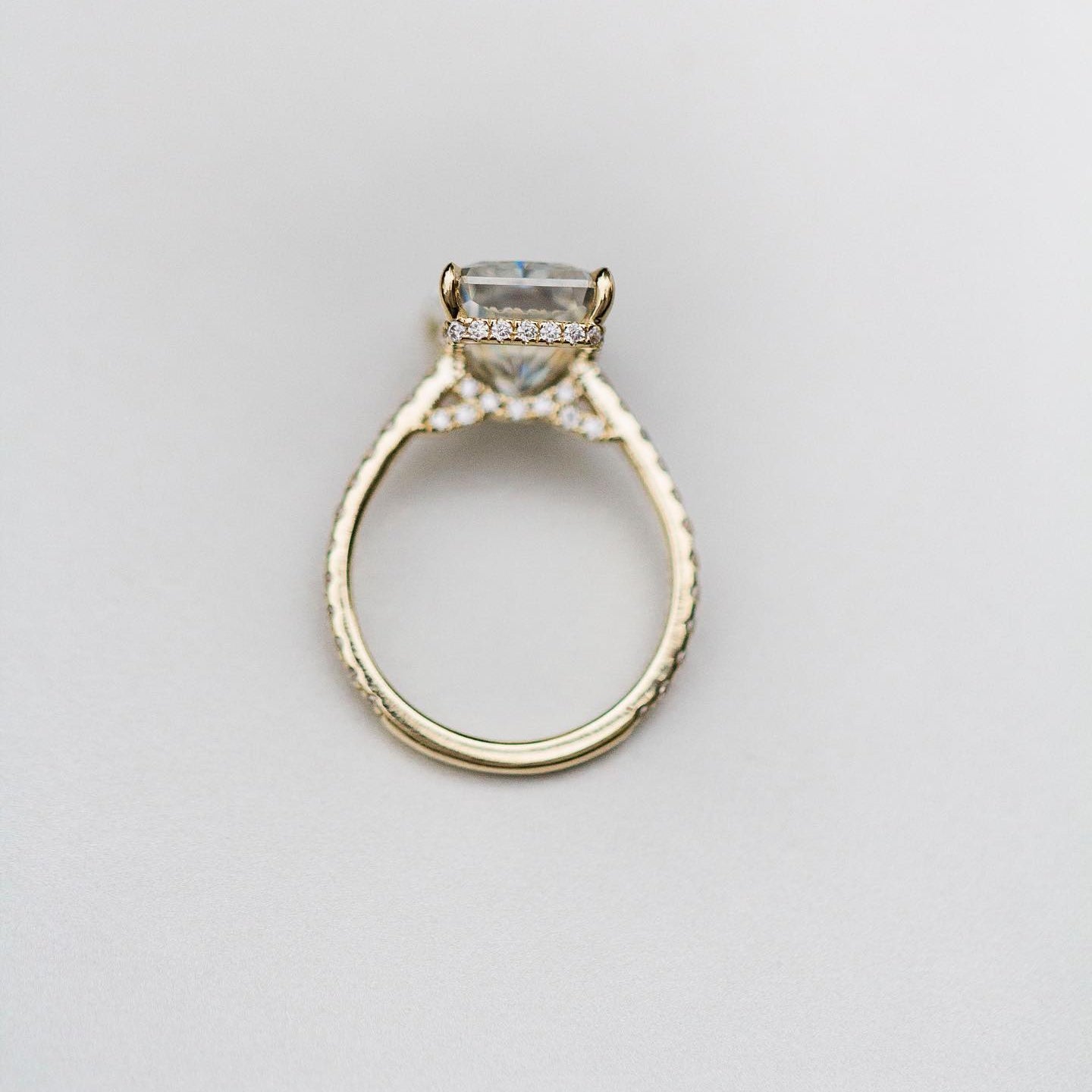 4.8 CT Radiant Hidden Halo & Pave Moissanite Engagement Ring