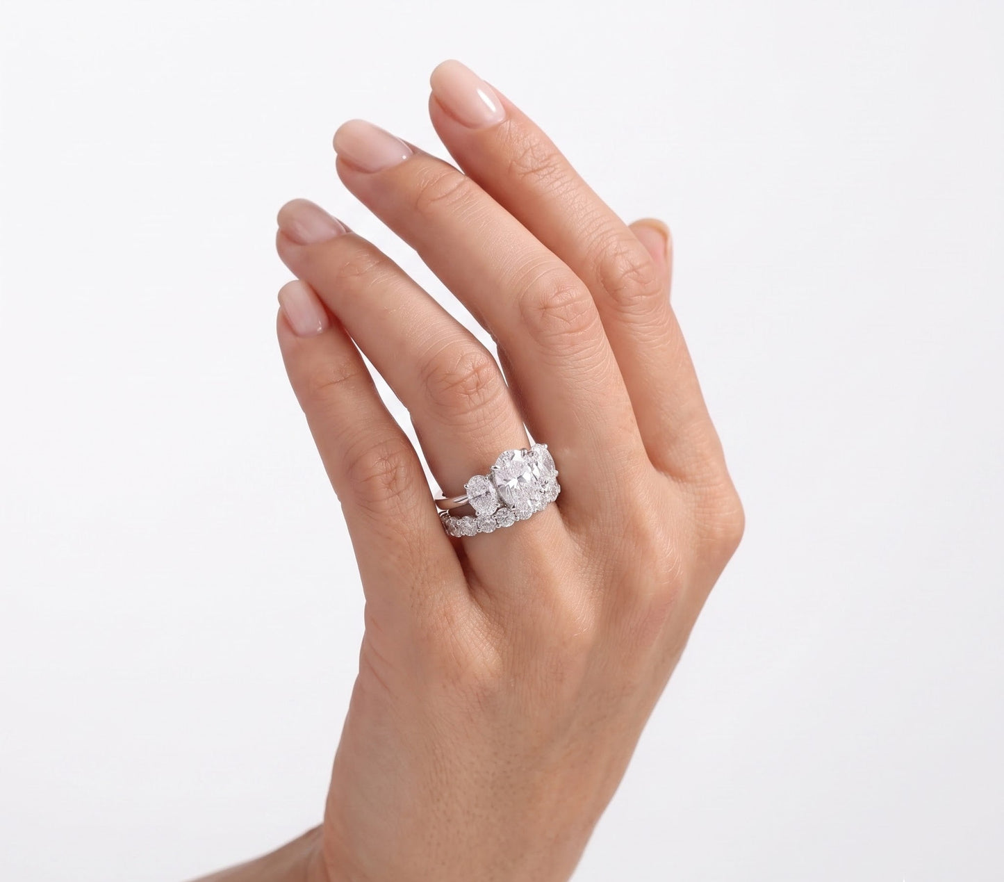 2.2CT Oval Three Stone Moissanite Bridal Set