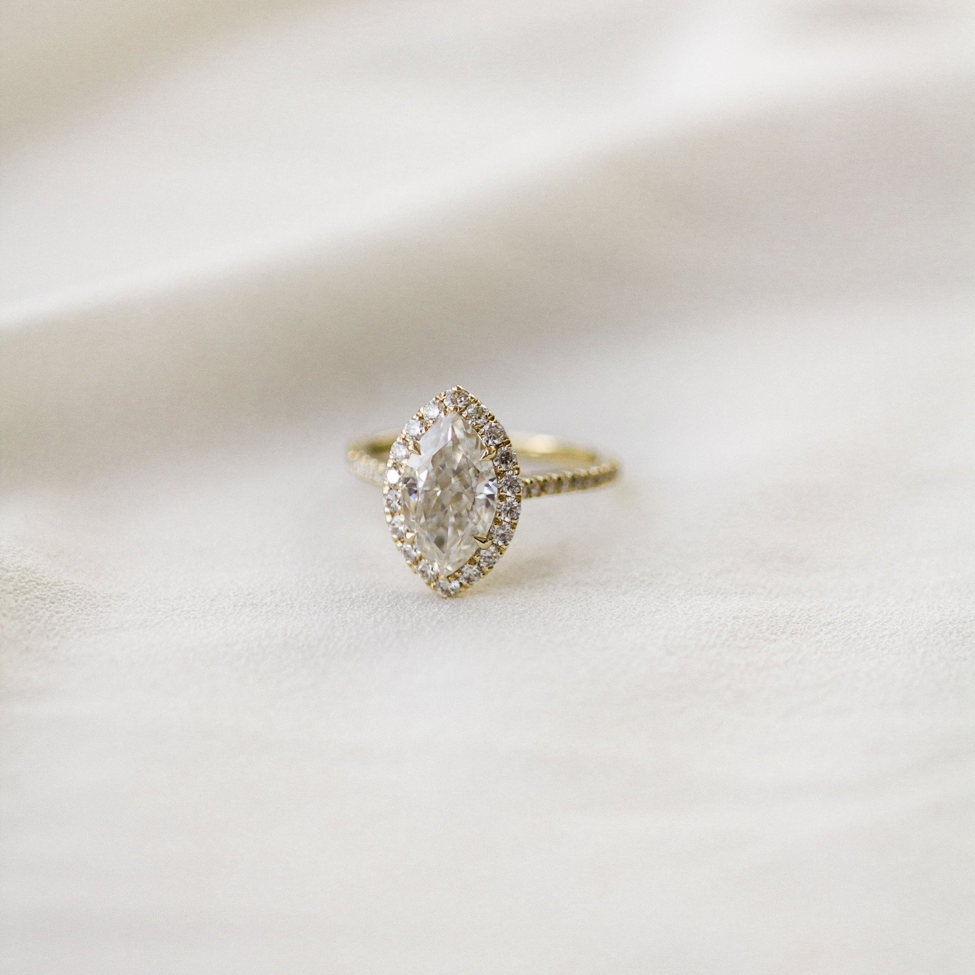 1.75 CT Marquise Halo & Pave Moissanite Engagement Ring