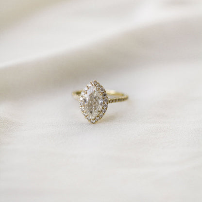 1.75 CT Marquise Halo & Pave Moissanite Engagement Ring