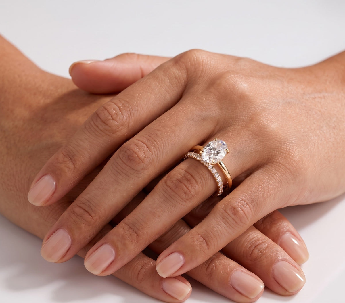 2 CT Oval Hidden Halo Moissanite Bridal Set