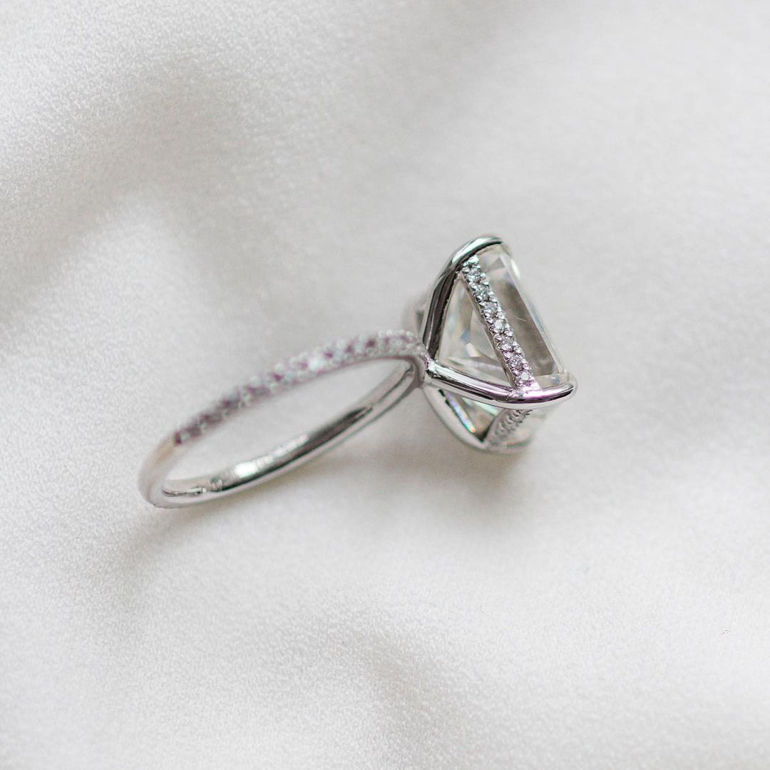 4.79 CT Radiant Hidden Halo & Pave Moissanite Engagement Ring