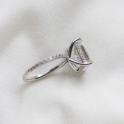 4.79 CT Radiant Hidden Halo & Pave Moissanite Engagement Ring