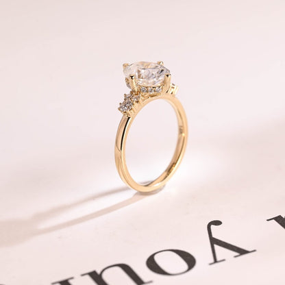 2.0 CT Oval Cluster Moissanite Engagement Ring