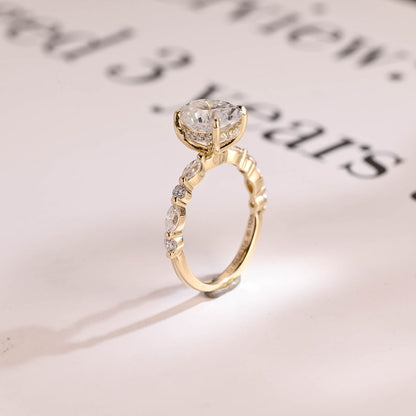 2.0 CT Oval Pave Moissanite Engagement Ring