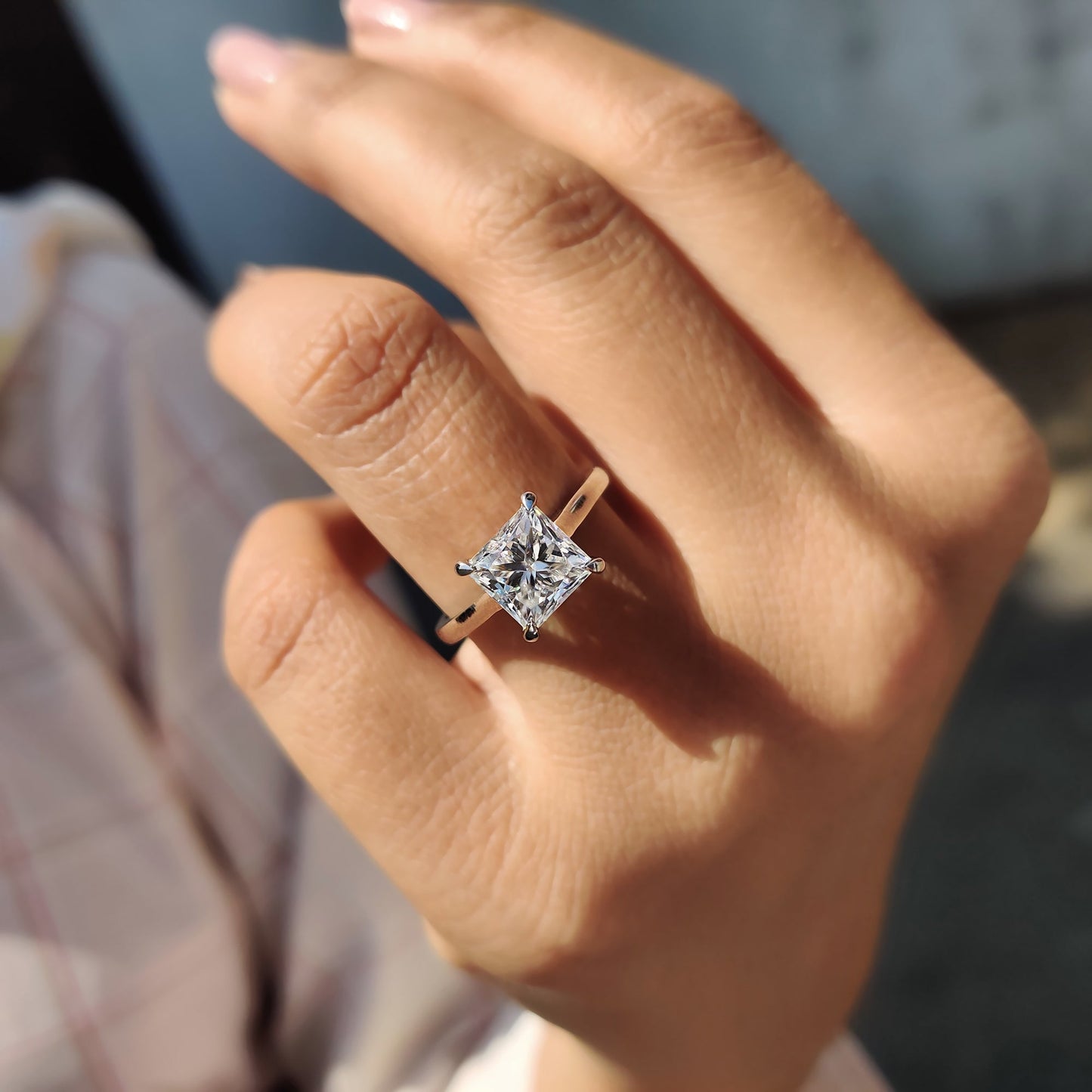 2.5 CT Princess Solitaire Moissanite Engagement Ring