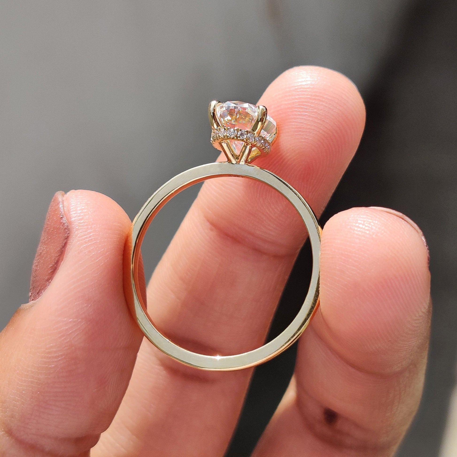 2.50 CT Oval Hidden Halo Moissanite Engagement Ring
