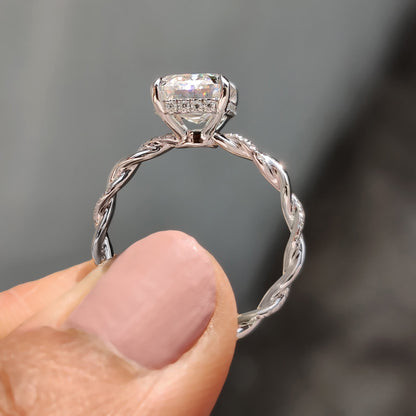 2.50 CT Emerald Twisted Pave Moissanite Engagement Ring