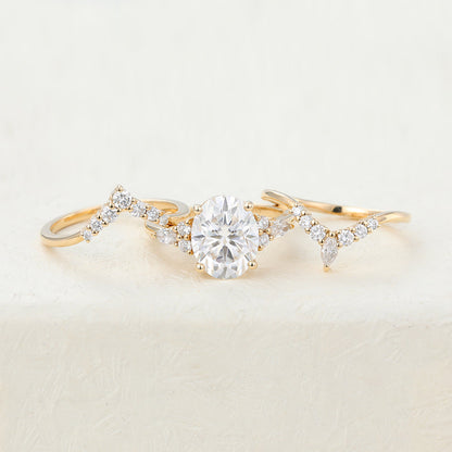 3 CT Oval Cluster Moissanite Bridal Set