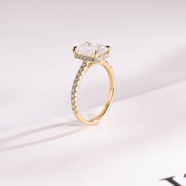 2.0 CT Radiant Pave Moissanite Engagement Ring