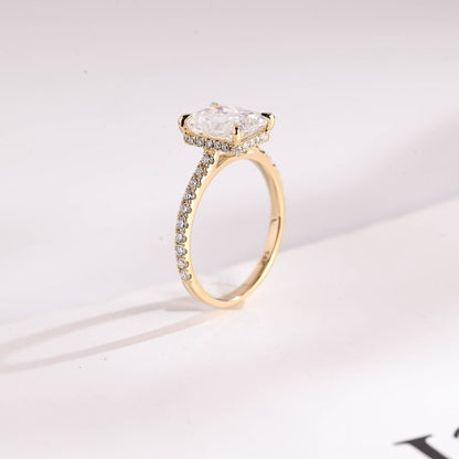2.0 CT Radiant Pave Moissanite Engagement Ring