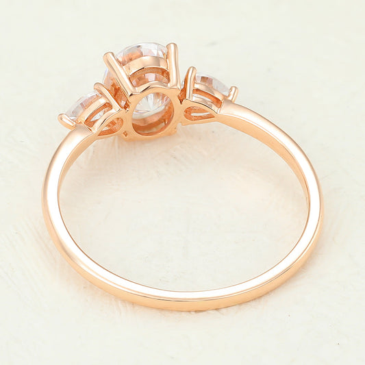 1.33 CT Oval Three Stone Moissanite Engagement Ring