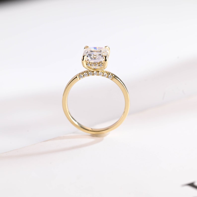 2.5 CT Radiant Hidden Halo Moissanite Engagement Ring