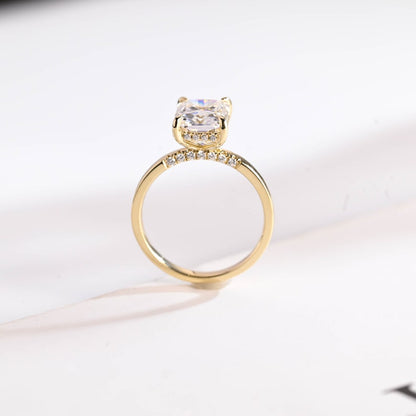 2.5 CT Radiant Hidden Halo Moissanite Engagement Ring