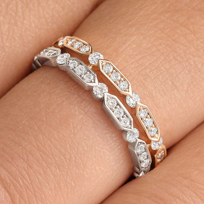 0.72 TCW Round Full Eternity Moissanite Wedding Band