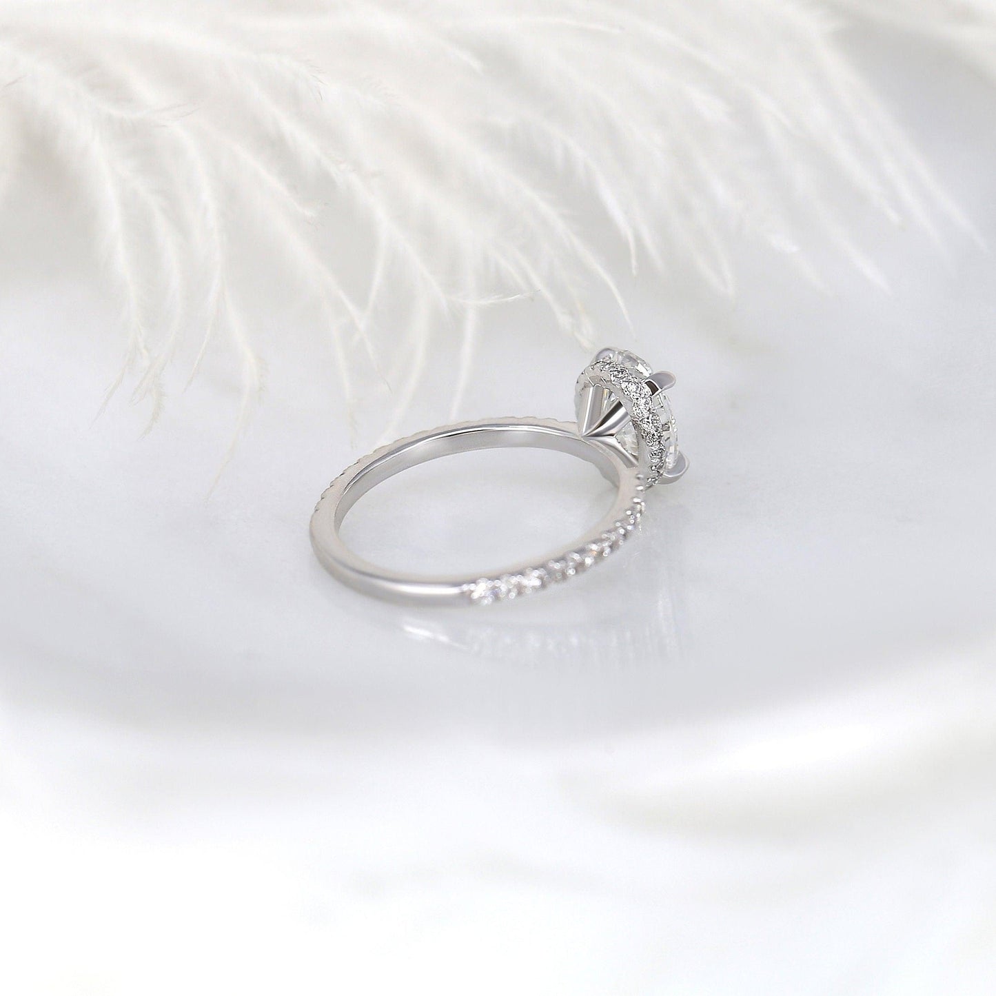 1.5 CT Oval Hidden Halo & Pave Moissanite Engagement Ring