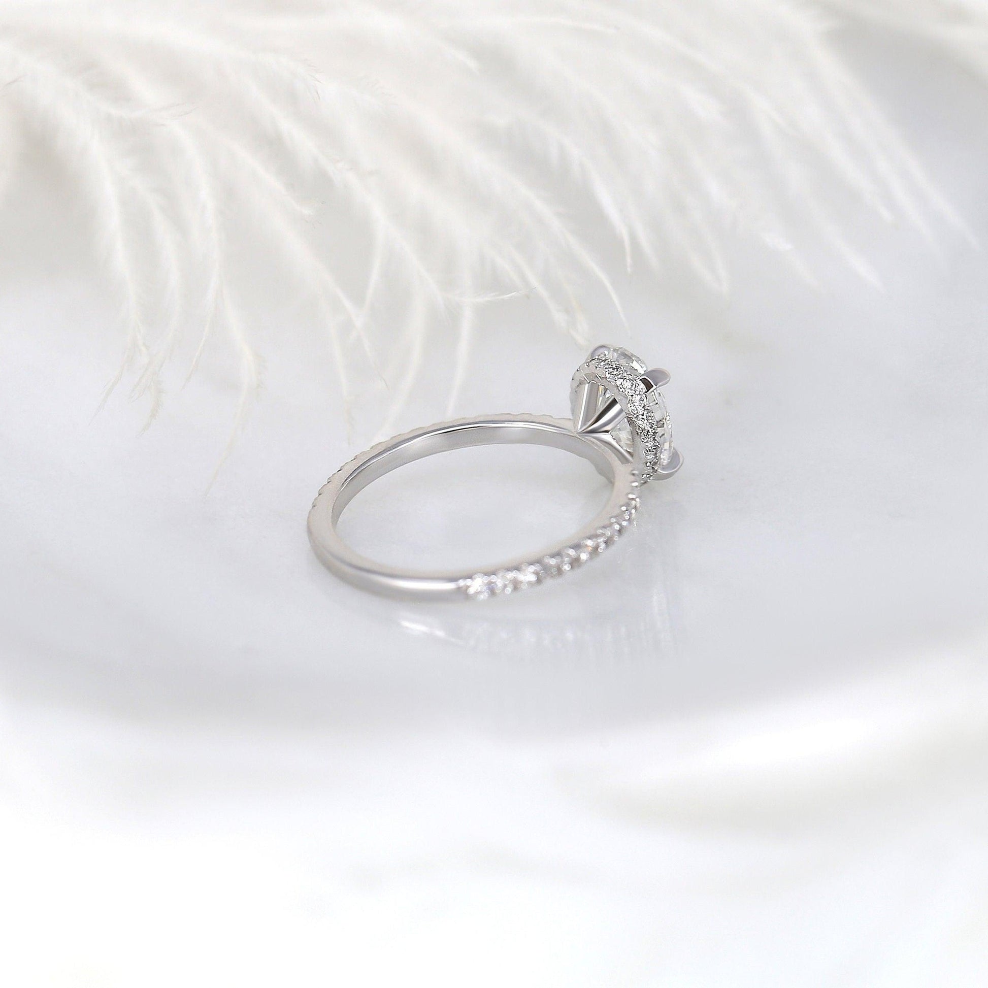 1.5 CT Oval Hidden Halo & Pave Moissanite Engagement Ring