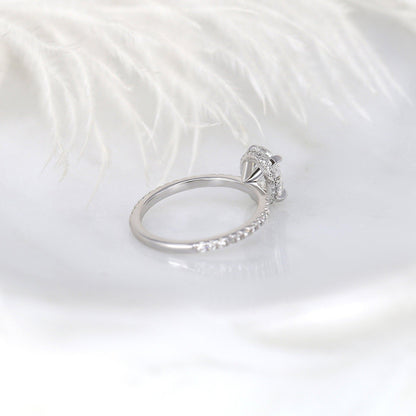1.5 CT Oval Hidden Halo & Pave Moissanite Engagement Ring