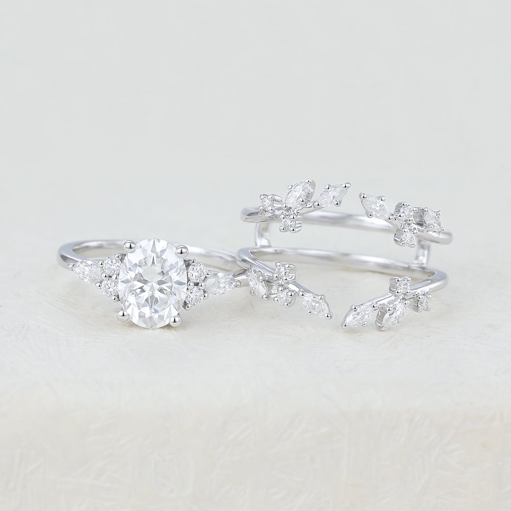 1.33 CT Oval Cluster Moissanite Bridal Set