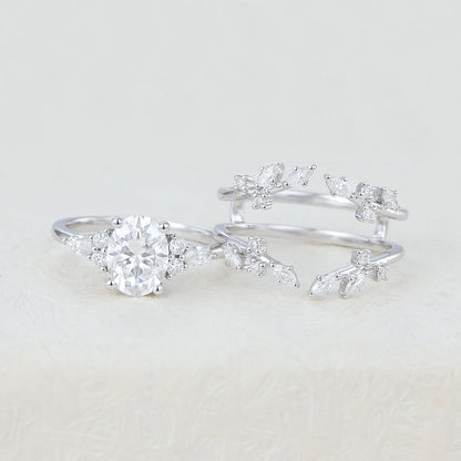 1.33 CT Oval Cluster Moissanite Bridal Set
