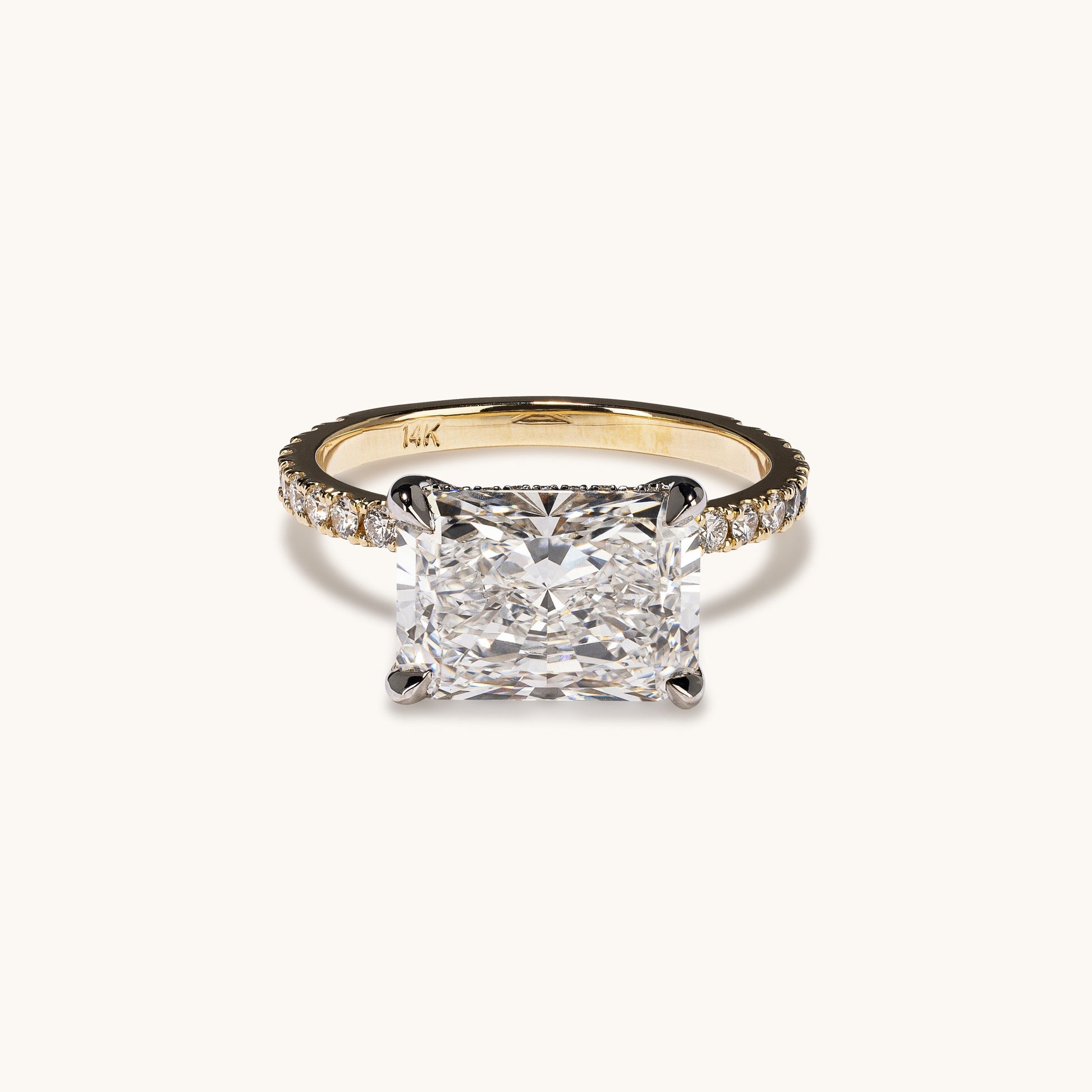 4.06 CT Radiant Pave Moissanite Engagement Ring