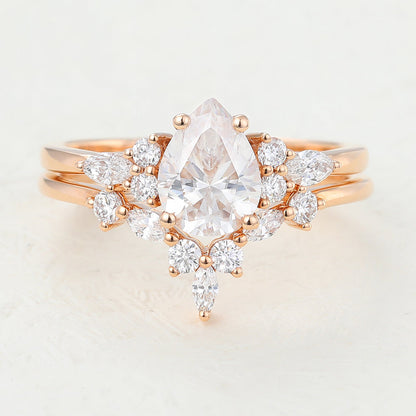 1.2 CT Pear Cluster Moissanite Bridal Set