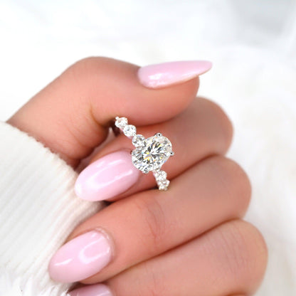 2.5 CT Oval Pave Moissanite Engagement Ring