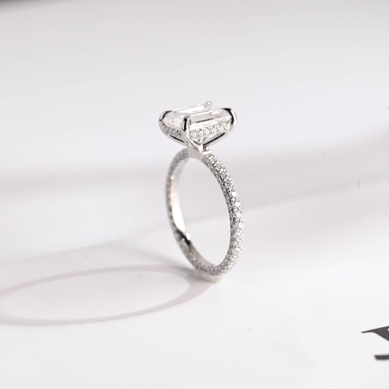 2.0 CT Emerald Pave Moissanite Engagement Ring