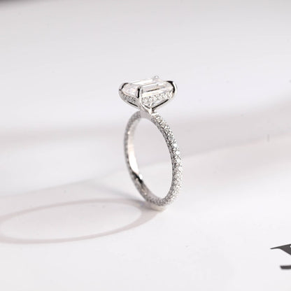 2.0 CT Emerald Pave Moissanite Engagement Ring