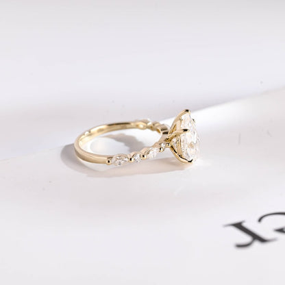 2.0 CT Pear Pave Moissanite Engagement Ring
