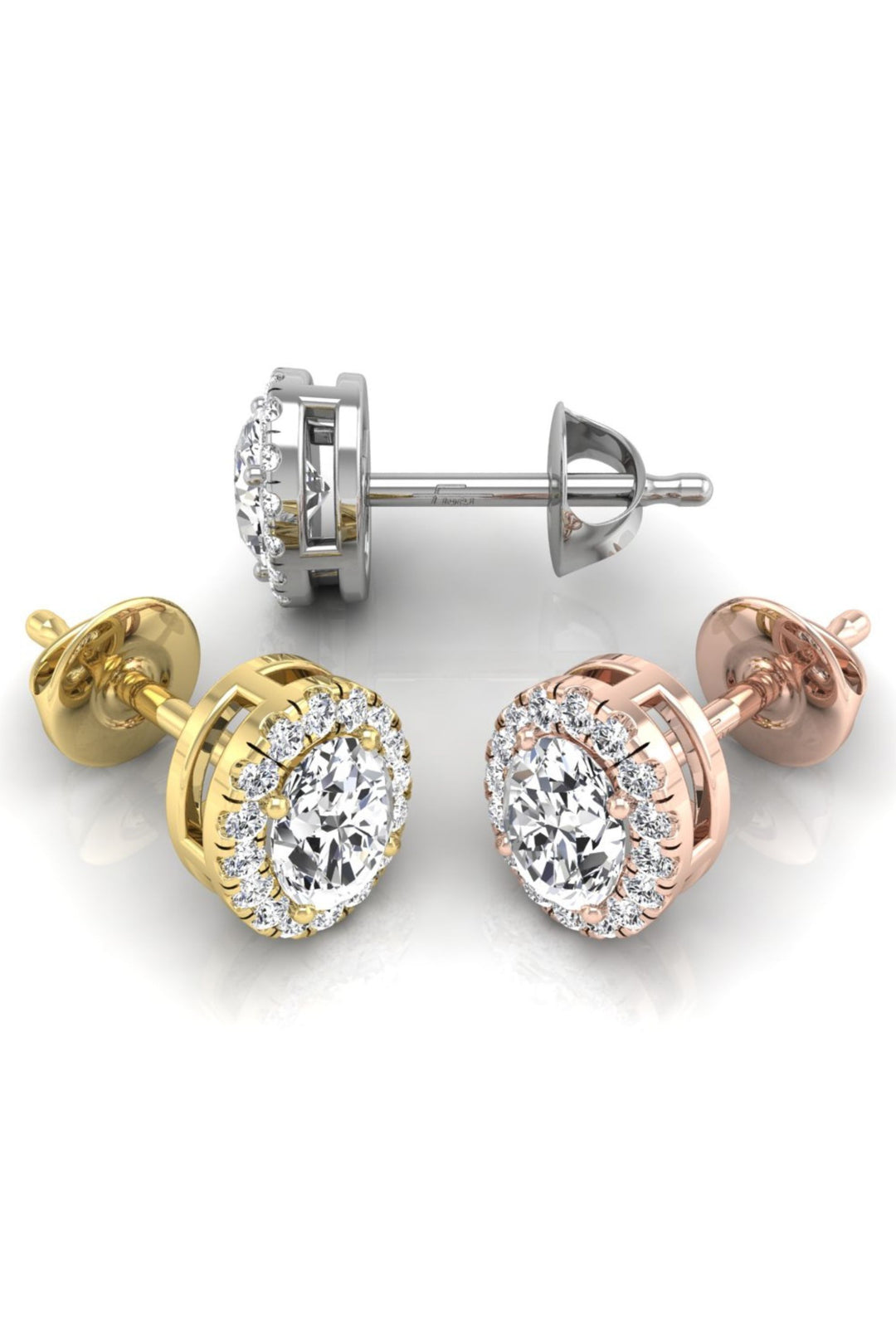 1.76 TCW Oval Cut Halo Stud Moissanite Earrings