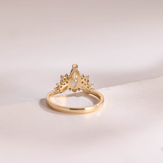 2.0 CT Marquise Cluster Moissanite Engagement Ring