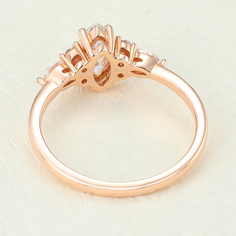 0.47 CT Marquise Cluster Moissanite Engagement Ring