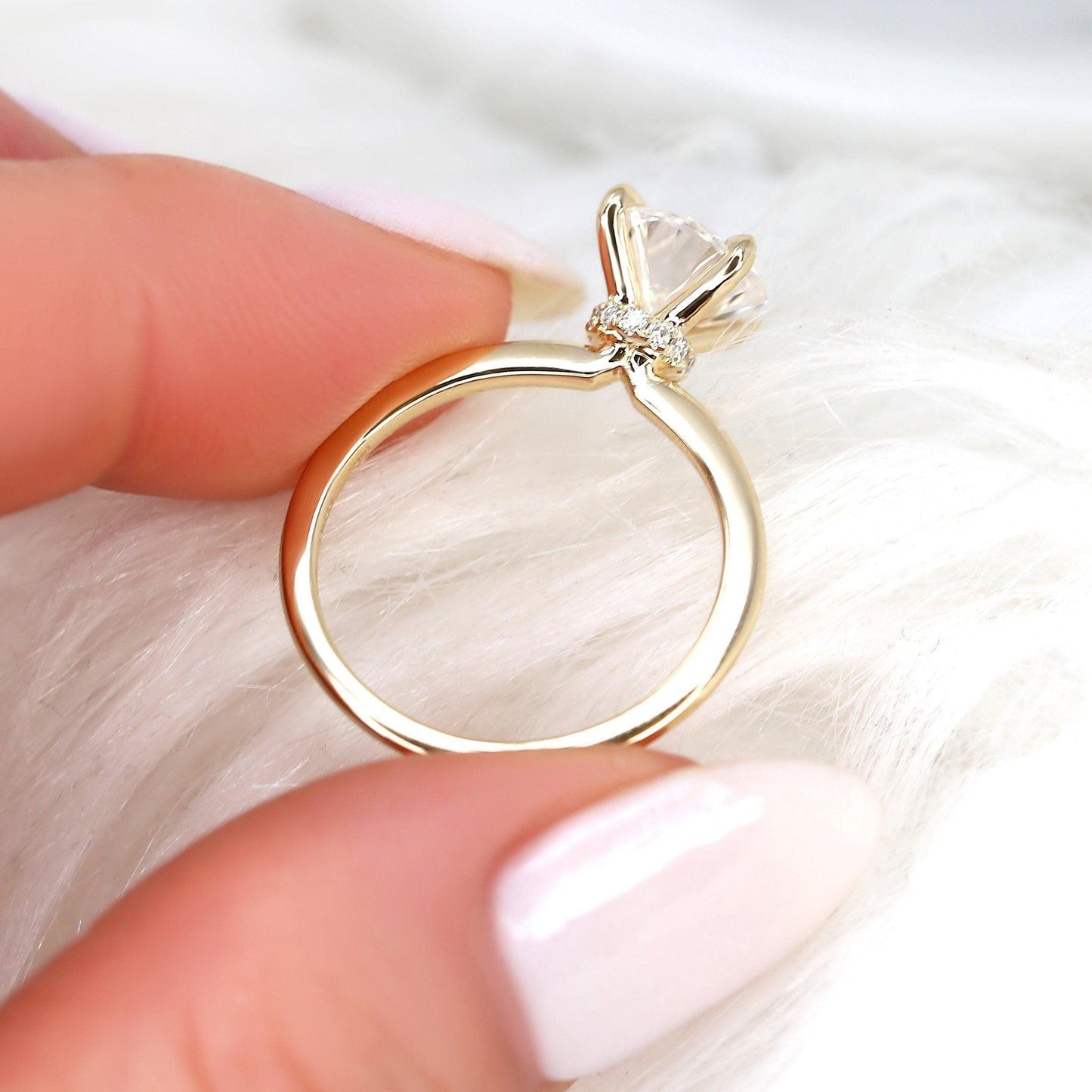 2 CT Round Hidden Halo Moissanite Engagement Ring