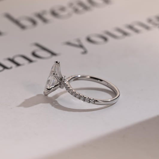 2.0 CT Marquise Pave Moissanite Engagement Ring