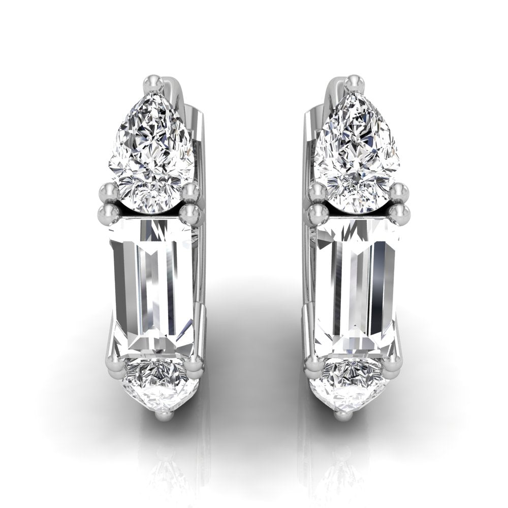 0.35 TCW Pear & Baguette Cut Hoop Moissanite Earrings