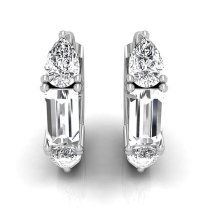 0.35 TCW Pear & Baguette Cut Hoop Moissanite Earrings
