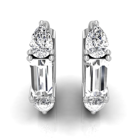 0.35 TCW Pear & Baguette Cut Hoop Moissanite Earrings