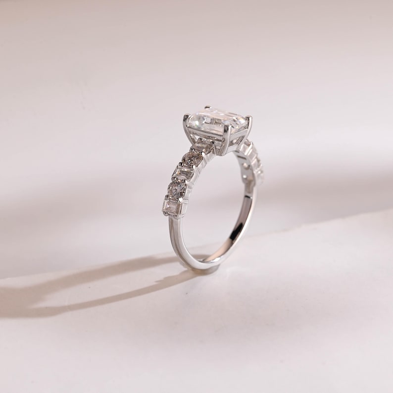 2.0 CT Emerald Pave Moissanite Engagement Ring
