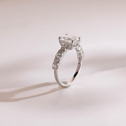 2.0 CT Emerald Pave Moissanite Engagement Ring